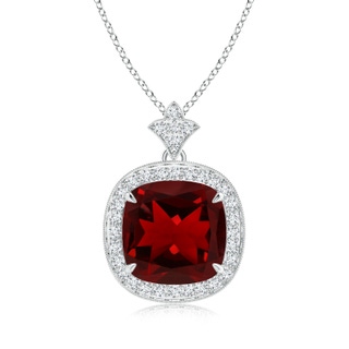 10mm AAAA Vintage Inspired Cushion Garnet Halo Pendant in P950 Platinum