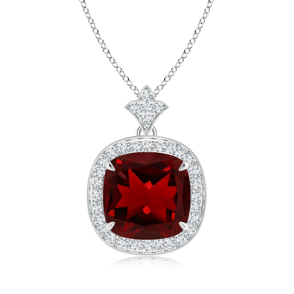 10mm AAAA Vintage Inspired Cushion Garnet Halo Pendant in P950 Platinum 