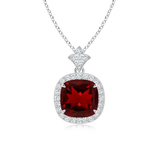 8mm AAAA Vintage Inspired Cushion Garnet Halo Pendant in P950 Platinum