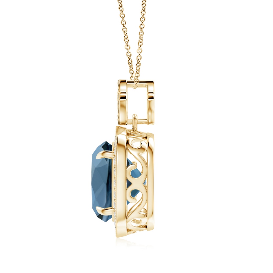 10mm A Vintage Inspired Cushion London Blue Topaz Halo Pendant in Yellow Gold product image