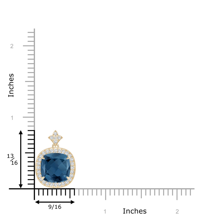 10mm A Vintage Inspired Cushion London Blue Topaz Halo Pendant in Yellow Gold product image