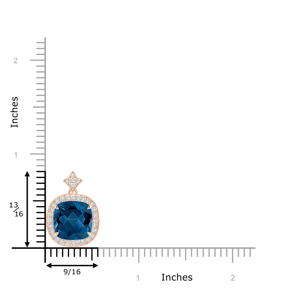 10mm AAA Vintage Inspired Cushion London Blue Topaz Halo Pendant in Rose Gold product image