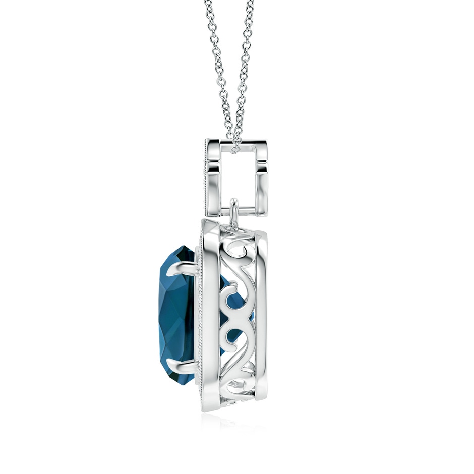10mm AAAA Vintage Inspired Cushion London Blue Topaz Halo Pendant in White Gold product image