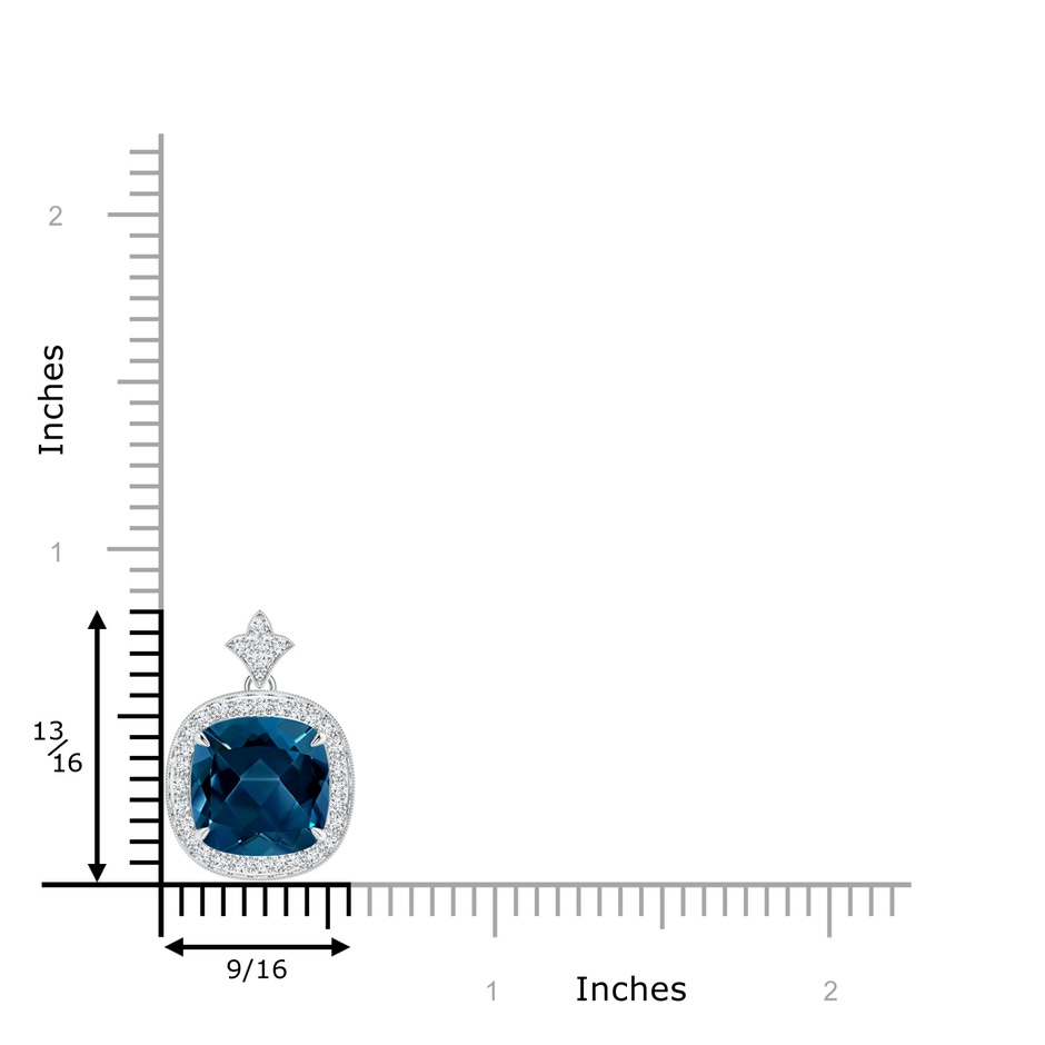 10mm AAAA Vintage Inspired Cushion London Blue Topaz Halo Pendant in White Gold product image