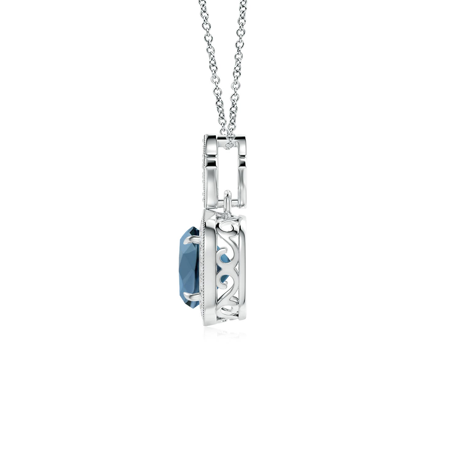 A - London Blue Topaz / 1.23 CT / 14 KT White Gold