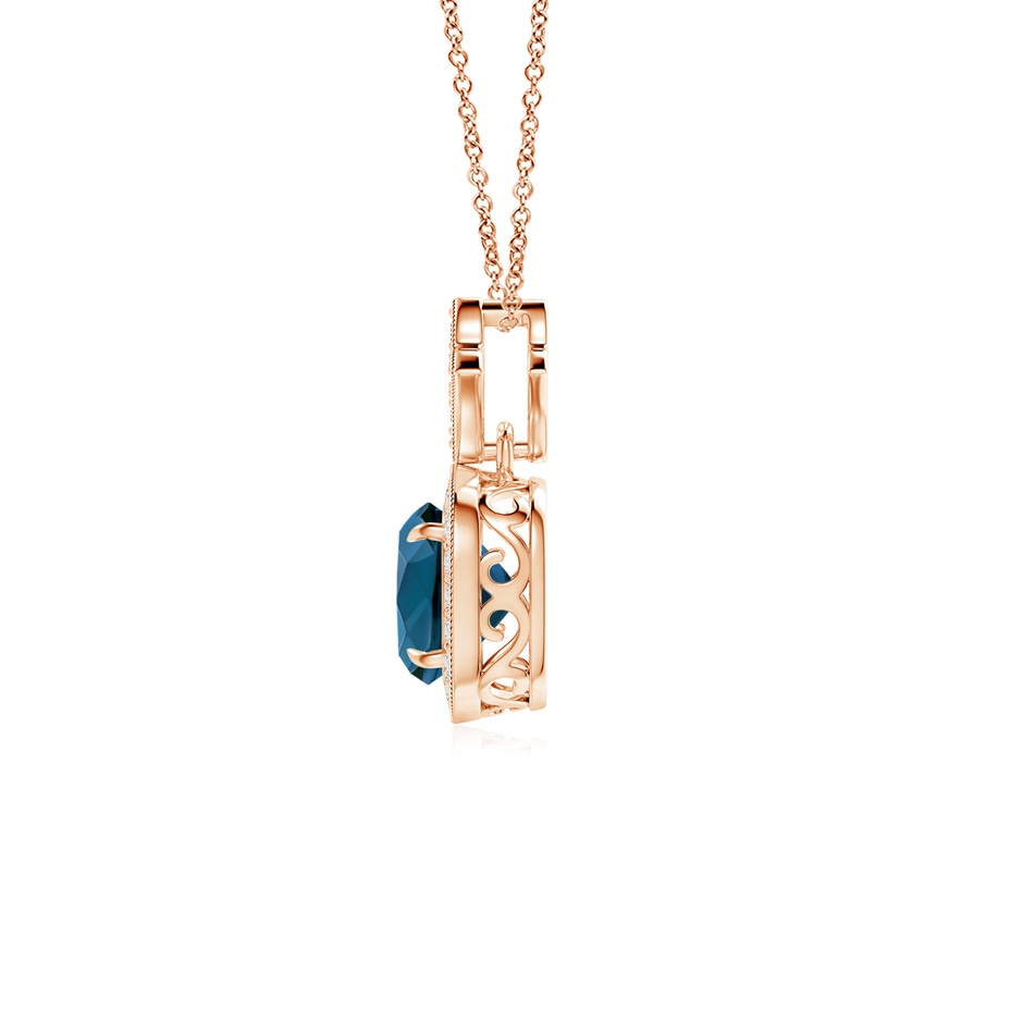 6mm AAAA Vintage Inspired Cushion London Blue Topaz Halo Pendant in Rose Gold product image