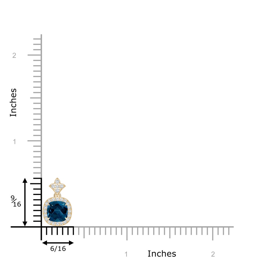 6mm AAAA Vintage Inspired Cushion London Blue Topaz Halo Pendant in Yellow Gold product image