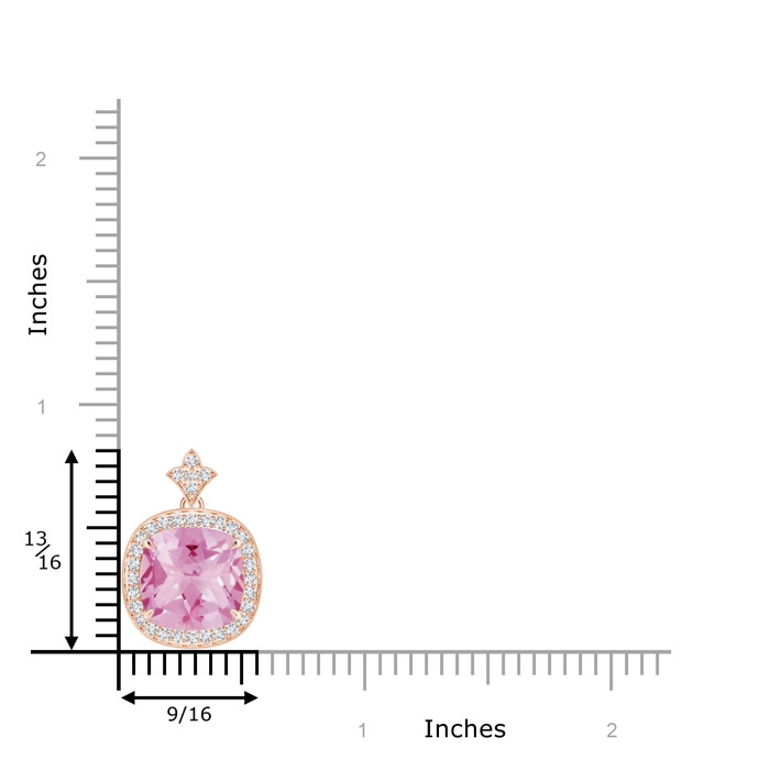 10mm A Vintage Inspired Cushion Pink Tourmaline Halo Pendant in Rose Gold product image