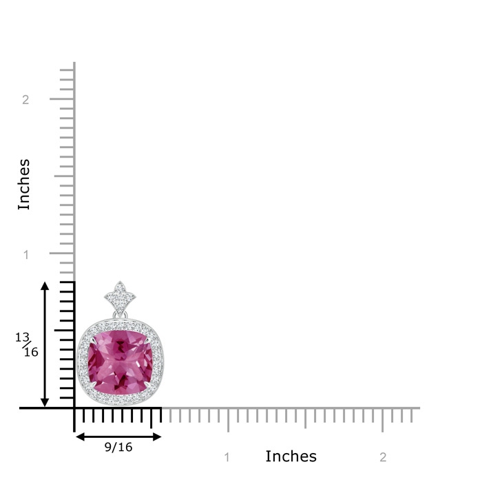 10mm AAAA Vintage Inspired Cushion Pink Tourmaline Halo Pendant in P950 Platinum Product Image