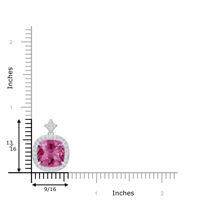 10mm AAAA Vintage Inspired Cushion Pink Tourmaline Halo Pendant in White Gold product image