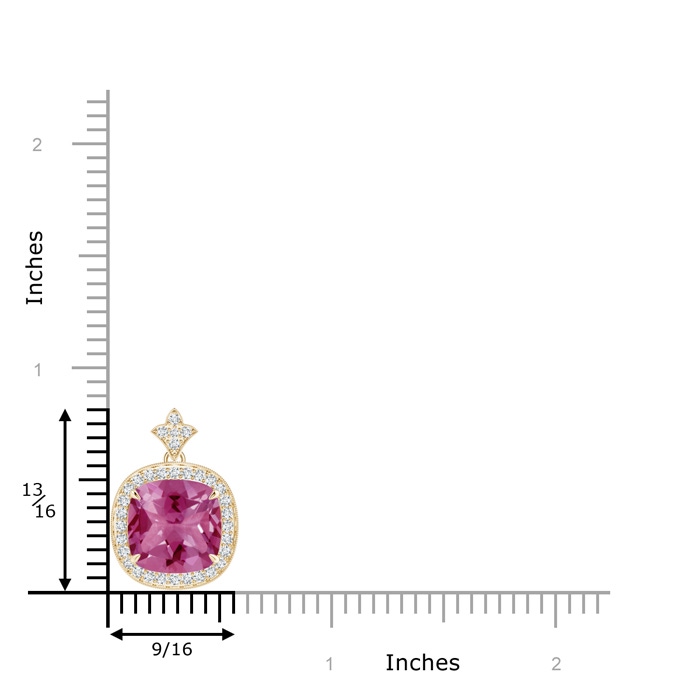 10mm AAAA Vintage Inspired Cushion Pink Tourmaline Halo Pendant in Yellow Gold product image