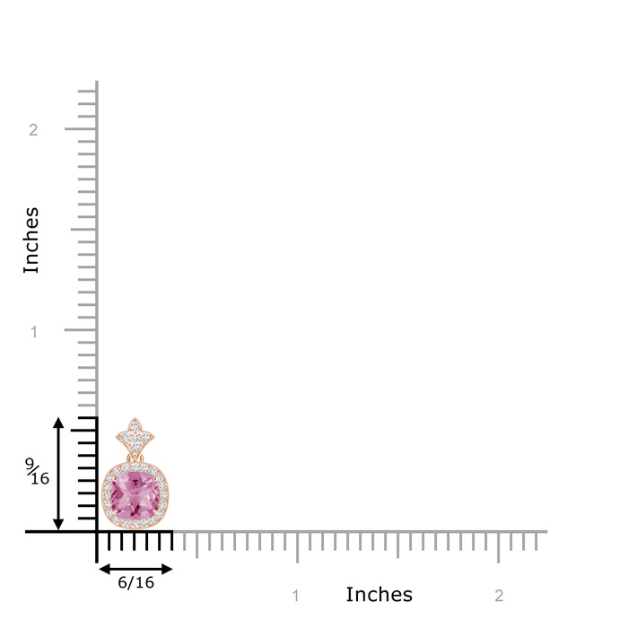 6mm AA Vintage Inspired Cushion Pink Tourmaline Halo Pendant in Rose Gold product image