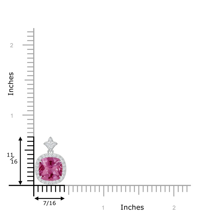 8mm AAAA Vintage Inspired Cushion Pink Tourmaline Halo Pendant in P950 Platinum product image