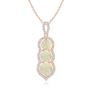 6mm AAA Graduated Floating Three Stone Opal Pendant  in 9K Rose Gold