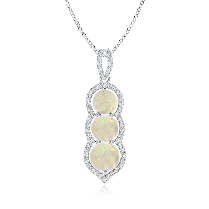 6mm AAA Graduated Floating Three Stone Opal Pendant  in White Gold