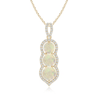 6mm AAA Graduated Floating Three Stone Opal Pendant  in Yellow Gold