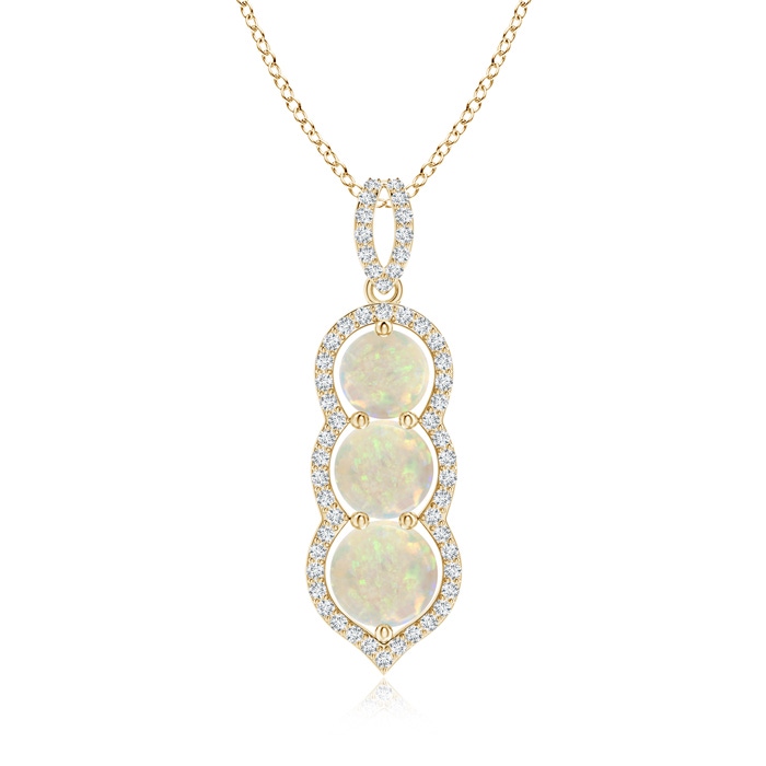 6mm AAA Graduated Floating Three Stone Opal Pendant  in Yellow Gold 