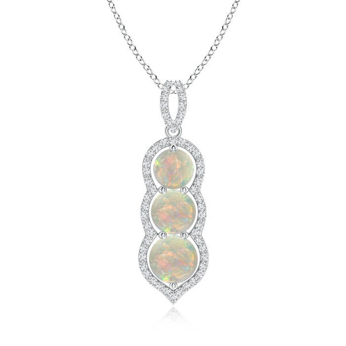 6mm AAAA Graduated Floating Three Stone Opal Pendant  in P950 Platinum