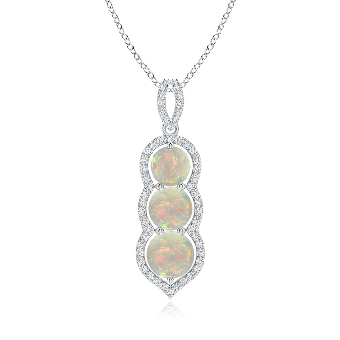 6mm AAAA Graduated Floating Three Stone Opal Pendant  in P950 Platinum 