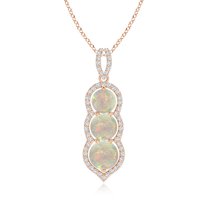 6mm AAAA Graduated Floating Three Stone Opal Pendant  in Rose Gold