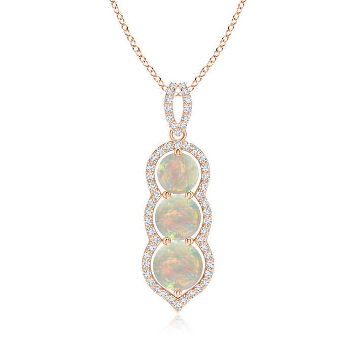 6mm AAAA Graduated Floating Three Stone Opal Pendant  in Rose Gold 