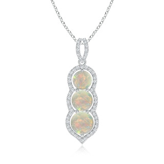 6mm AAAA Graduated Floating Three Stone Opal Pendant  in White Gold