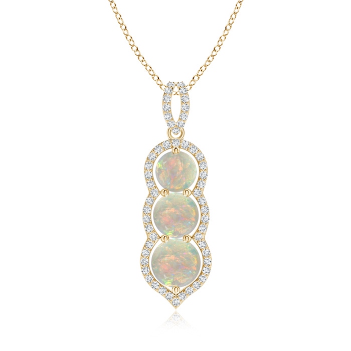 6mm AAAA Graduated Floating Three Stone Opal Pendant  in Yellow Gold