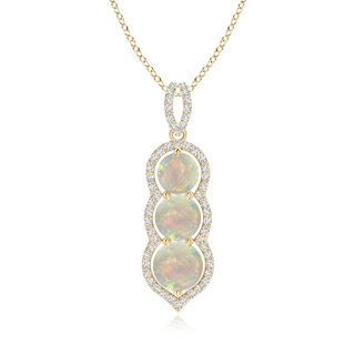 6mm AAAA Graduated Floating Three Stone Opal Pendant  in Yellow Gold