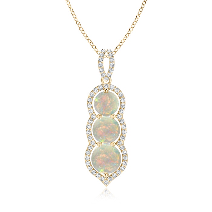 6mm AAAA Graduated Floating Three Stone Opal Pendant  in Yellow Gold 