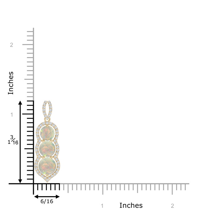 6mm AAAA Graduated Floating Three Stone Opal Pendant  in Yellow Gold product image