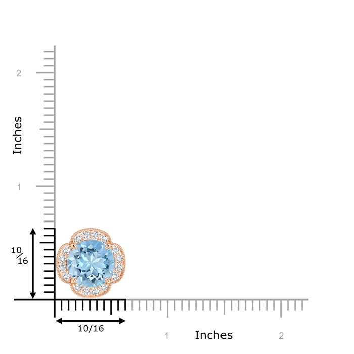 10mm AAAA Claw-Set Aquamarine Clover Pendant with Diamonds in Rose Gold product image