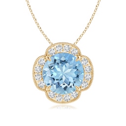 Halo Yellow Gold Aquamarine Necklaces & Pendants