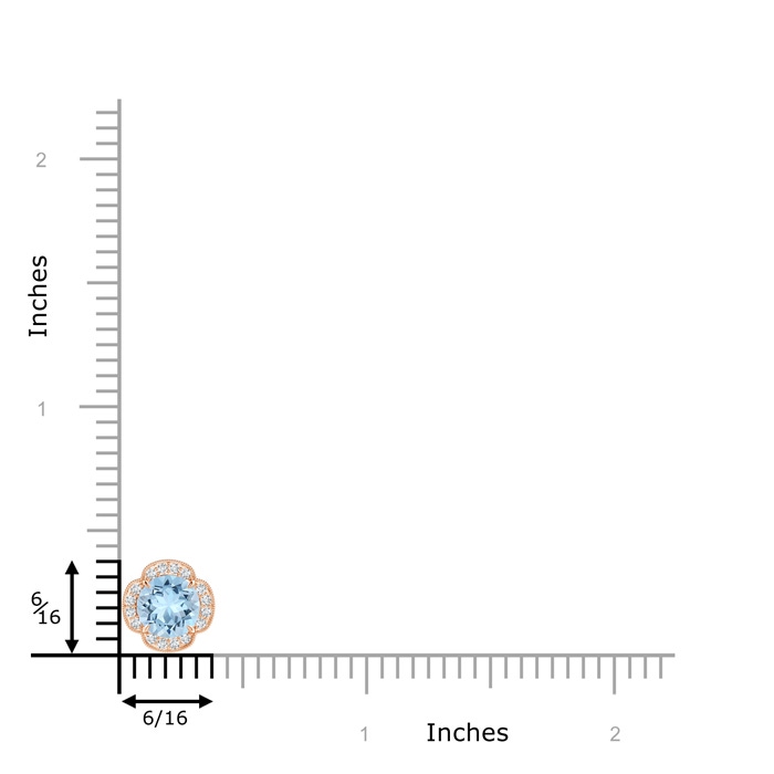 6mm AAA Claw-Set Aquamarine Clover Pendant with Diamonds in Rose Gold product image