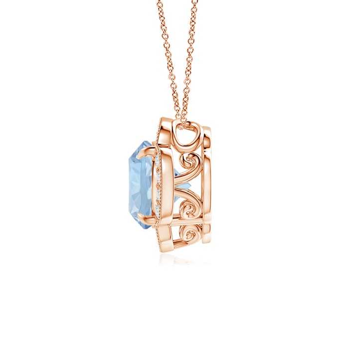 8mm AA Claw-Set Aquamarine Clover Pendant with Diamonds in Rose Gold product image