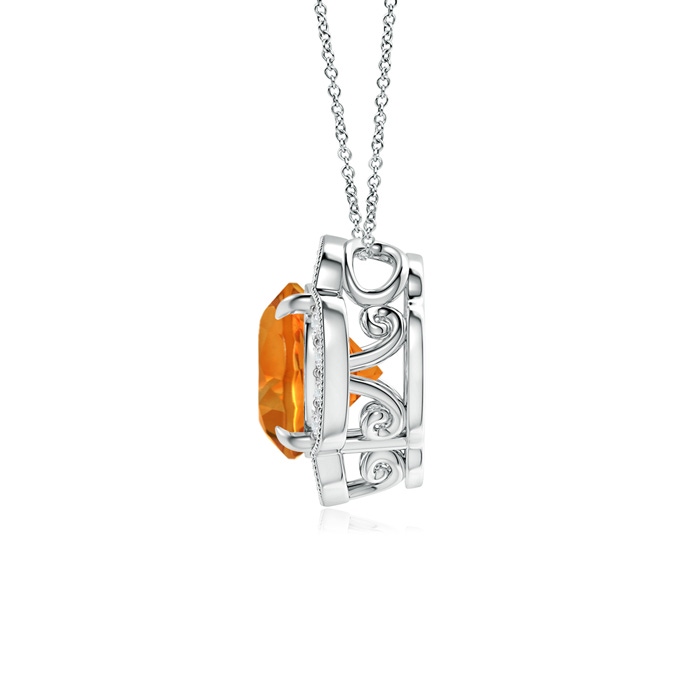 8mm AAAA Claw-Set Citrine Clover Pendant with Diamonds in White Gold Product Image