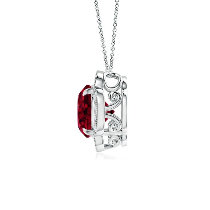 8mm AAA Claw-Set Garnet Clover Pendant with Diamonds in White Gold Product Image
