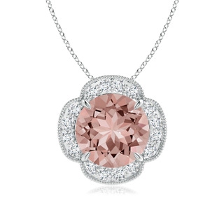 10mm AAAA Claw-Set Morganite Clover Pendant with Diamonds in P950 Platinum