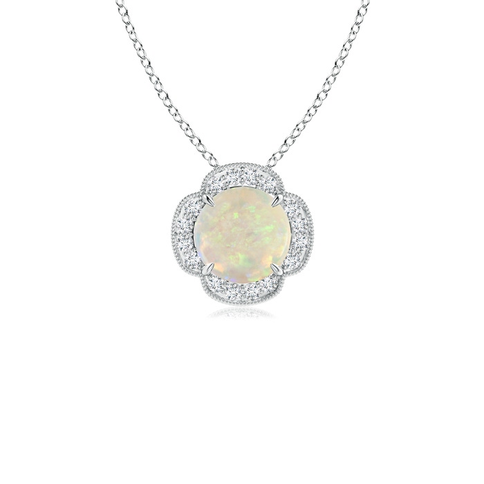 6mm AAA Claw-Set Opal Clover Pendant with Diamonds in P950 Platinum 