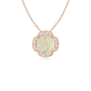 6mm AAA Claw-Set Opal Clover Pendant with Diamonds in Rose Gold