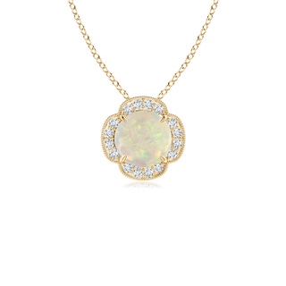 6mm AAA Claw-Set Opal Clover Pendant with Diamonds in Yellow Gold