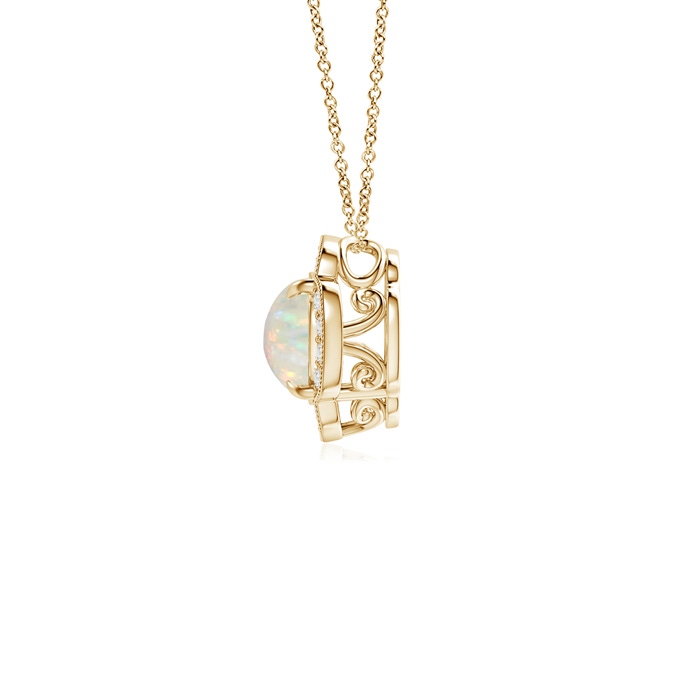 6mm AAA Claw-Set Opal Clover Pendant with Diamonds in Yellow Gold product image