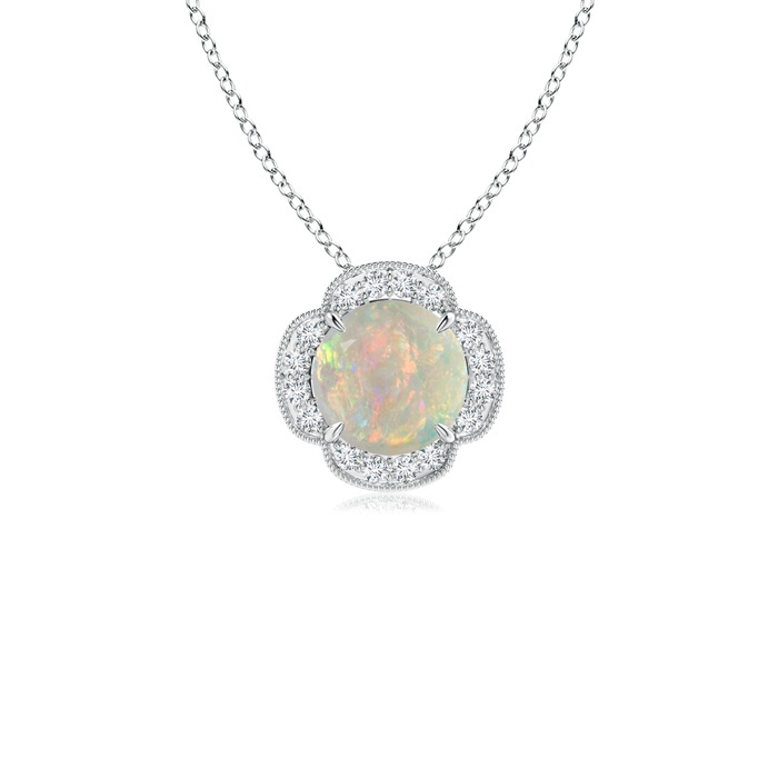 6mm AAAA Claw-Set Opal Clover Pendant with Diamonds in P950 Platinum