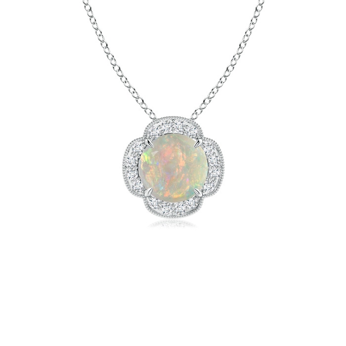 6mm AAAA Claw-Set Opal Clover Pendant with Diamonds in P950 Platinum 