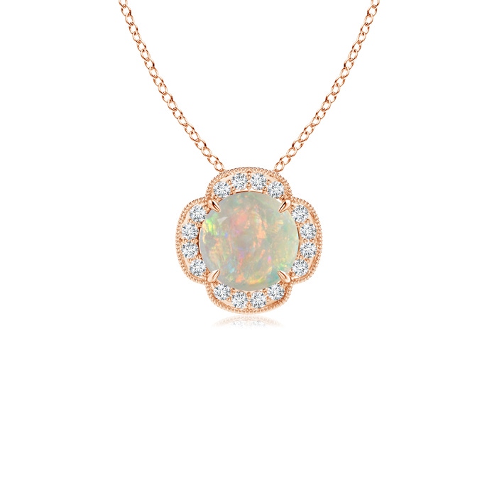 6mm AAAA Claw-Set Opal Clover Pendant with Diamonds in Rose Gold