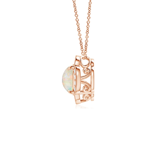 6mm AAAA Claw-Set Opal Clover Pendant with Diamonds in Rose Gold product image