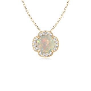 6mm AAAA Claw-Set Opal Clover Pendant with Diamonds in Yellow Gold