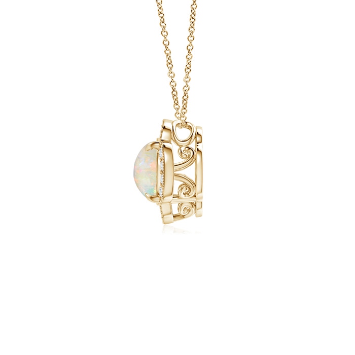 6mm AAAA Claw-Set Opal Clover Pendant with Diamonds in Yellow Gold product image