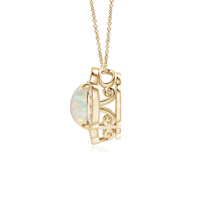 8mm AAA Claw-Set Opal Clover Pendant with Diamonds in Yellow Gold product image