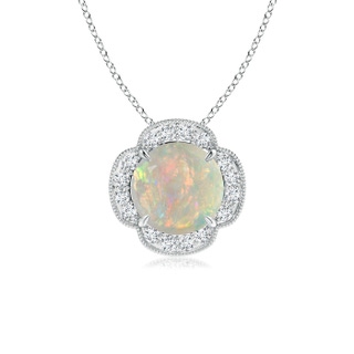 8mm AAAA Claw-Set Opal Clover Pendant with Diamonds in P950 Platinum