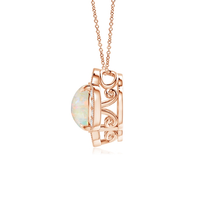 8mm AAAA Claw-Set Opal Clover Pendant with Diamonds in Rose Gold product image